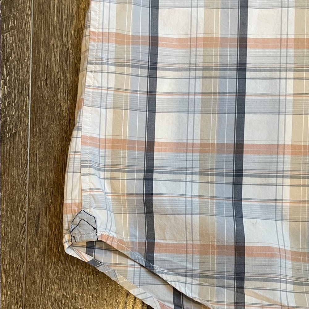 Banana Republic Men's Size Large Blue, Tan & White Plaid Button-Down Shirt - Picture 5 of 11